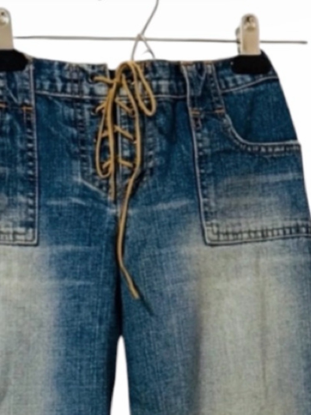 Y2K Abercrombie & Fitch Suede Lace-Up Low Rise Flare Jeans Made in USA Size 4